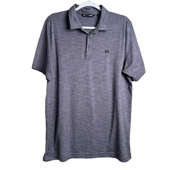 Travis Mathew The Ten Year Heather Purple Golf Polo Shirt Mens Large L - Picture 1 of 7